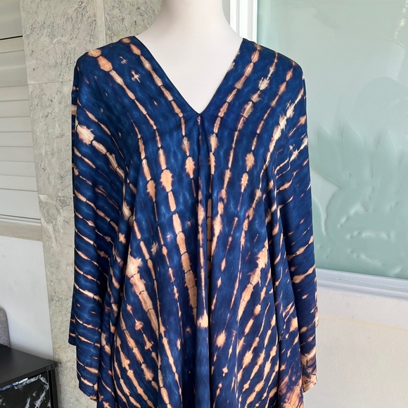0028/ Indigo Blue Short kaftan, Mini caftan - Picture 5 of 7